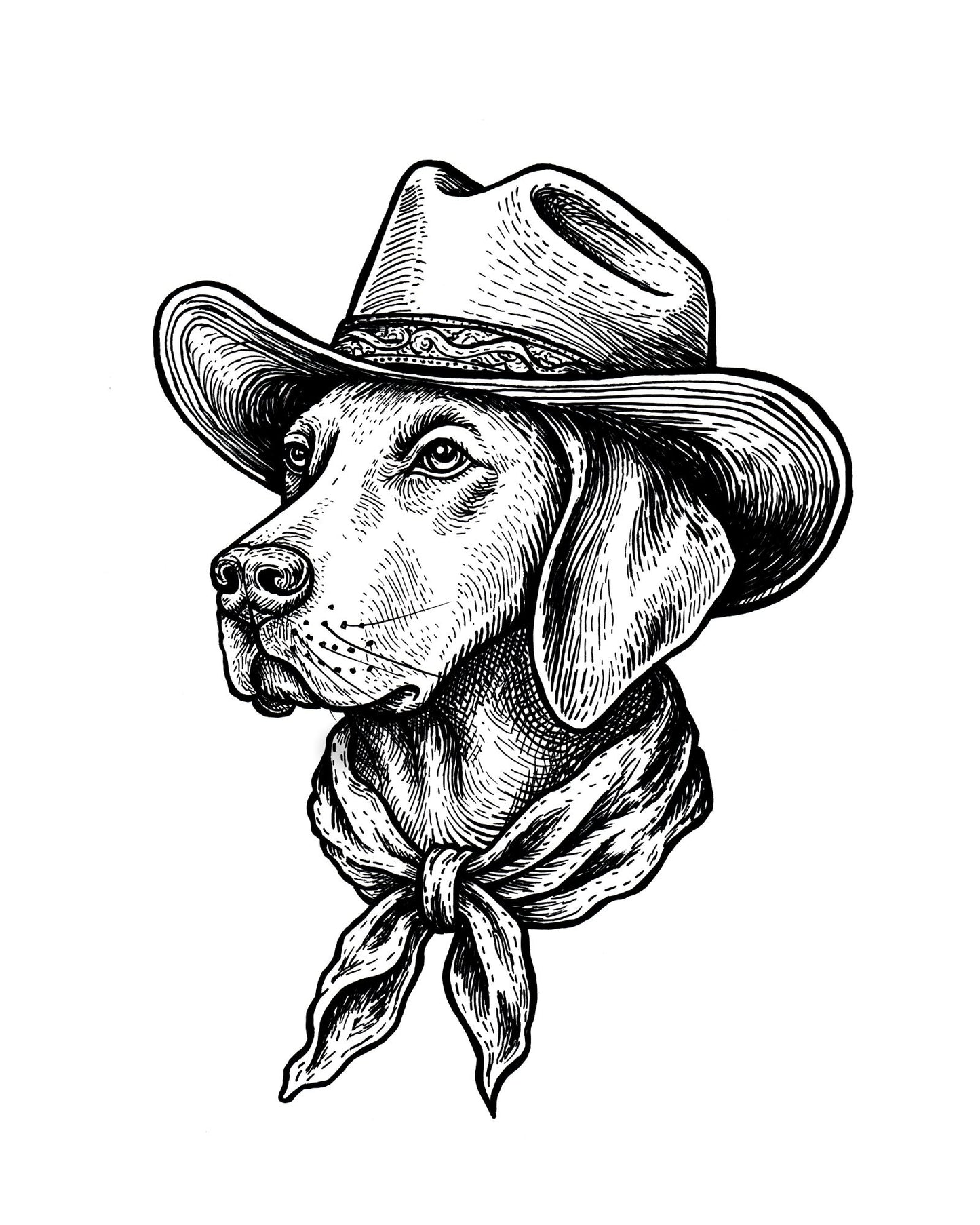 "The Bone Ranger" Signed Print, Ink Drawing