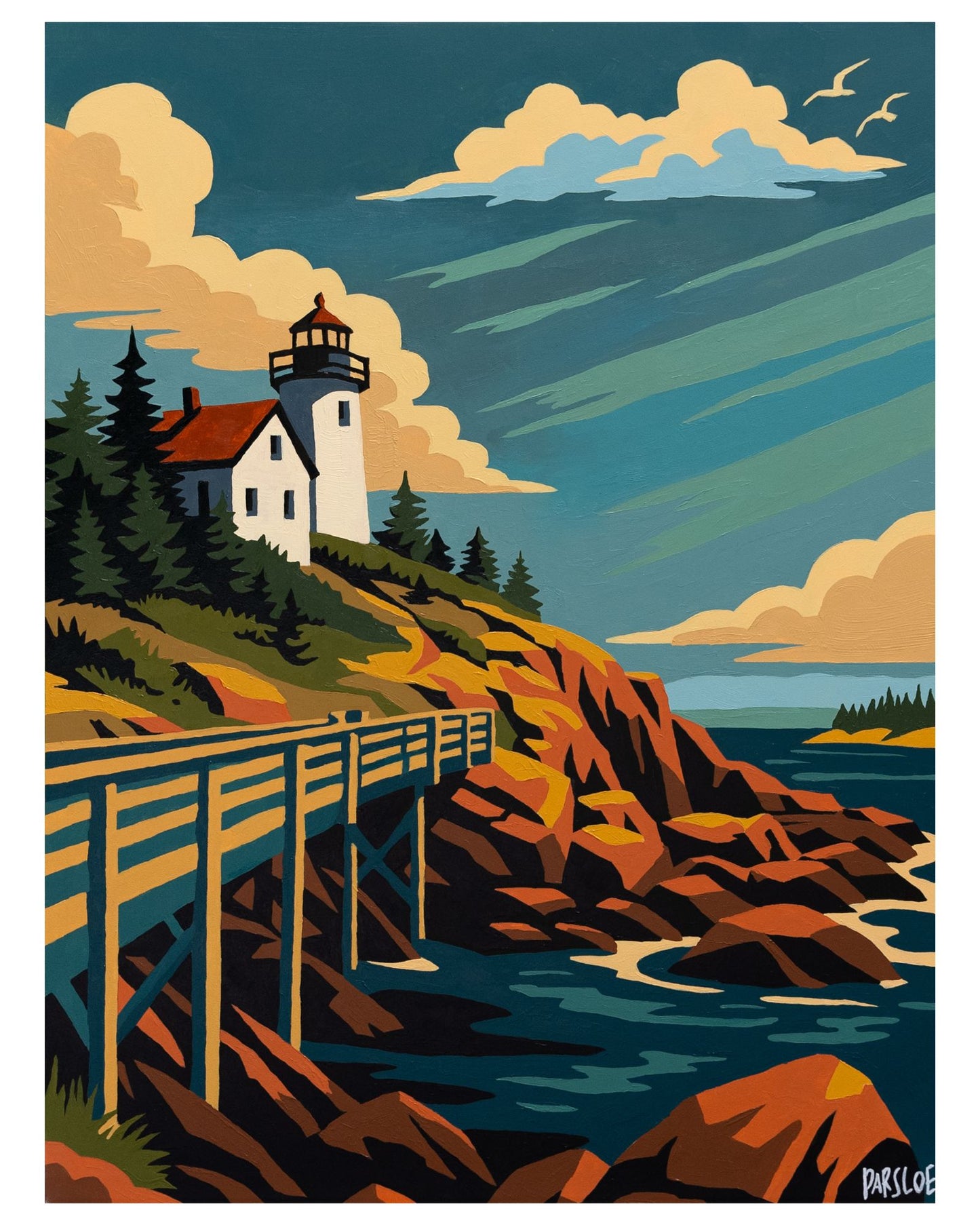 "Lighthouse Lover" Signed Print, Acrylic Painting