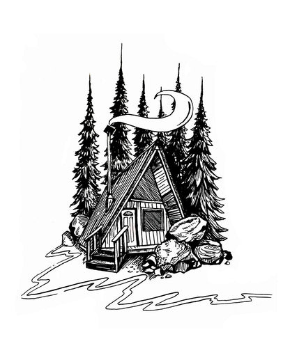 "Walnut A-Frame" Signed Print, Ink Drawing