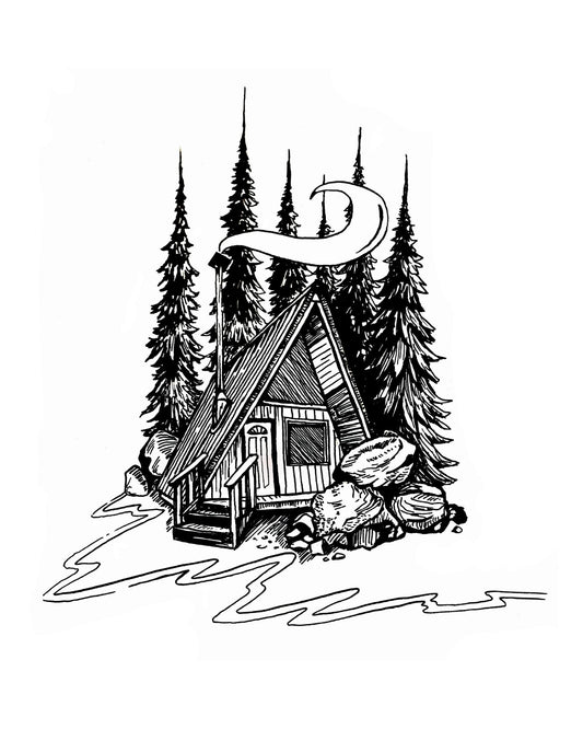 "Walnut A-Frame" Signed Print, Ink Drawing