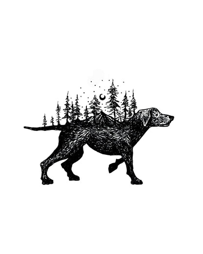 "Mountain Dog" Signed Print, Ink Drawing