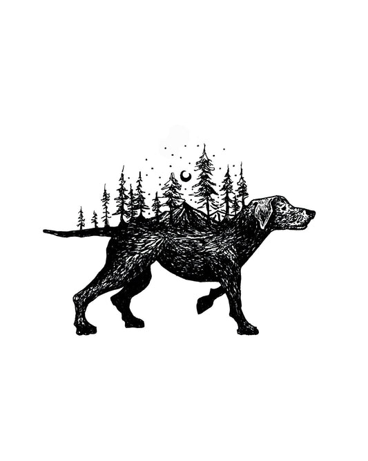 "Mountain Dog" Signed Print, Ink Drawing