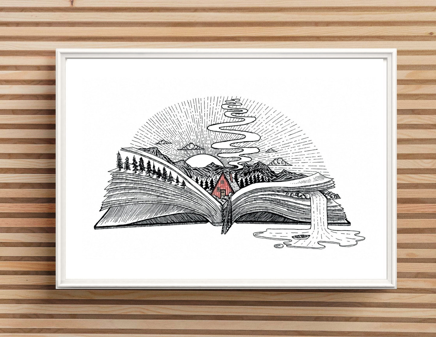 "Cabin Book" Signed Print, Ink Drawing