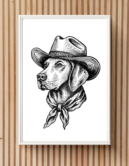 "The Bone Ranger" Signed Print, Ink Drawing