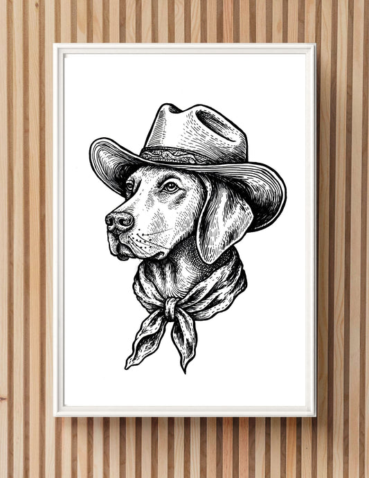 "The Bone Ranger" Signed Print, Ink Drawing
