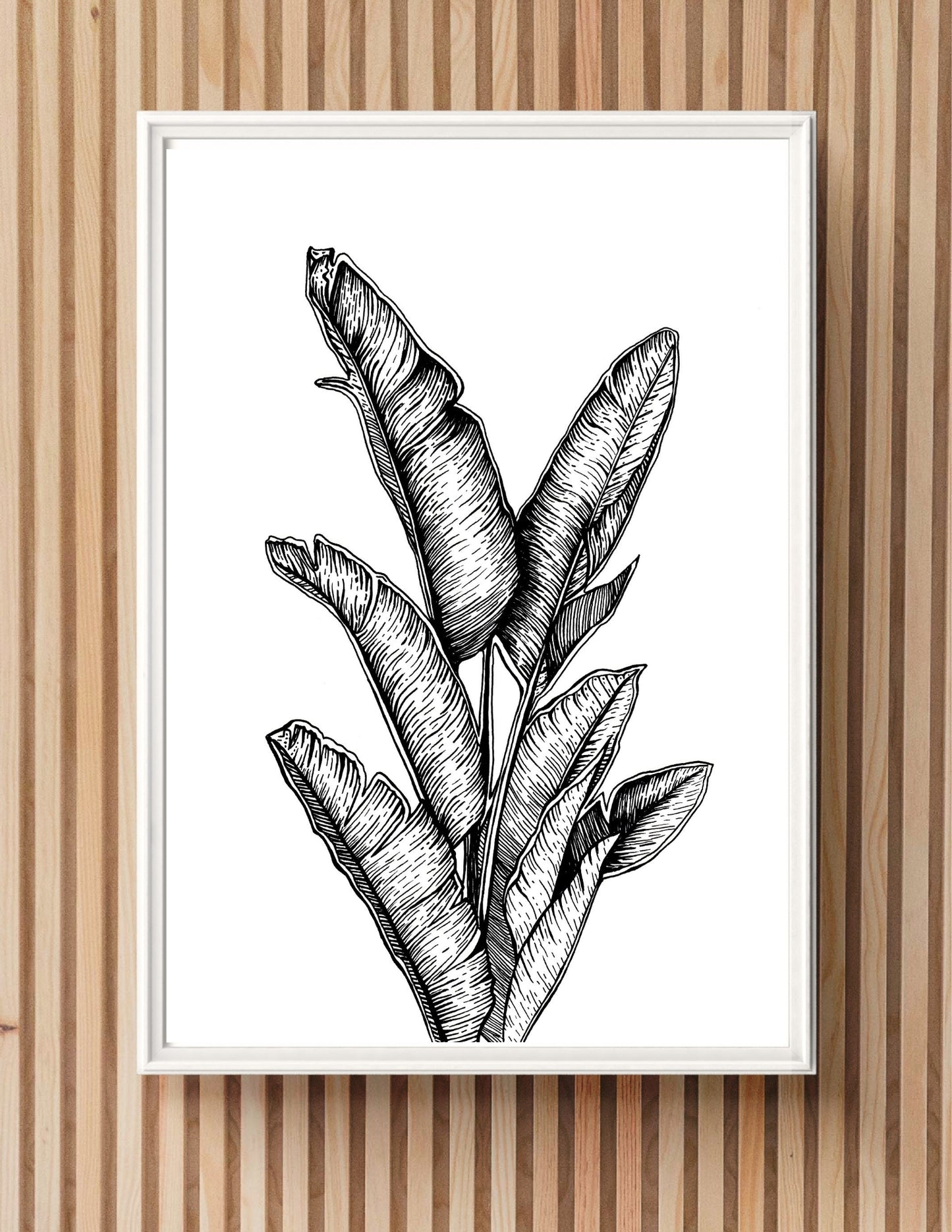 "Palm Leaves" Signed Print, Ink Drawing