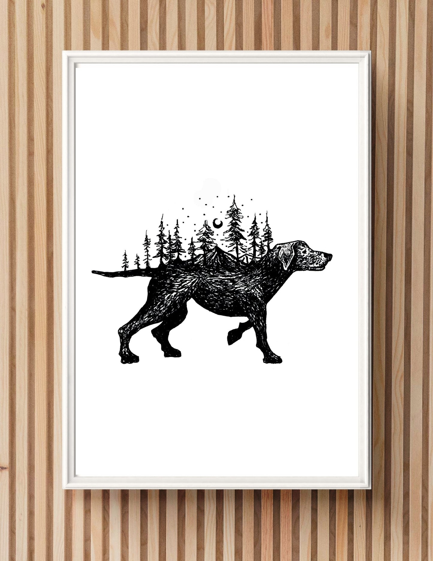 "Mountain Dog" Signed Print, Ink Drawing
